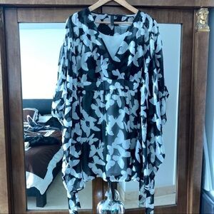 Cover up Beach bat sleeves Black knots L Yola beachwear